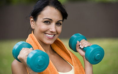 Student Holding Weights